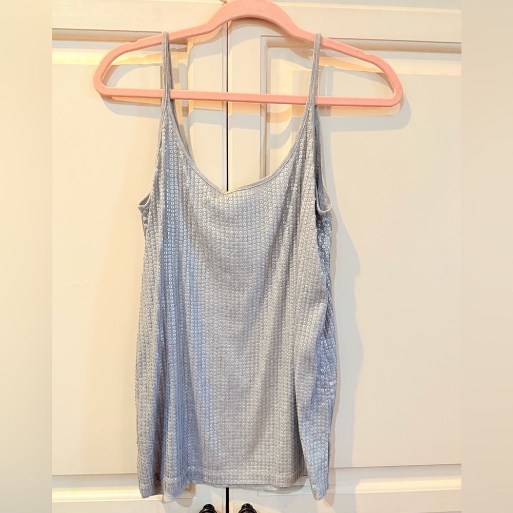 Vince sequin tank top silver
